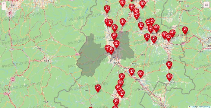 長野県のコメリの店舗地図