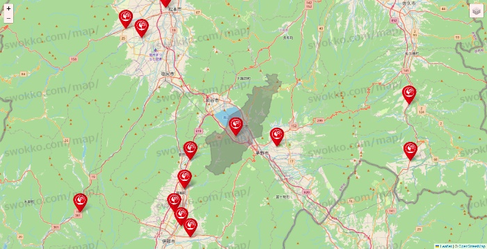 長野県のコメリの店舗地図