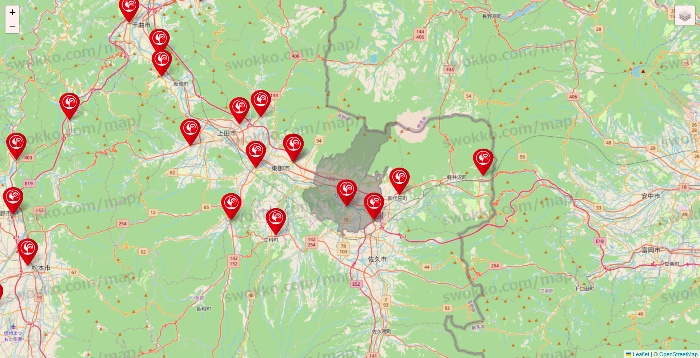 長野県のコメリの店舗地図