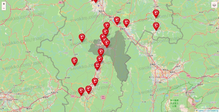 長野県のコメリの店舗地図