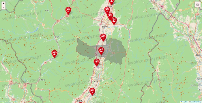 長野県のコメリの店舗地図