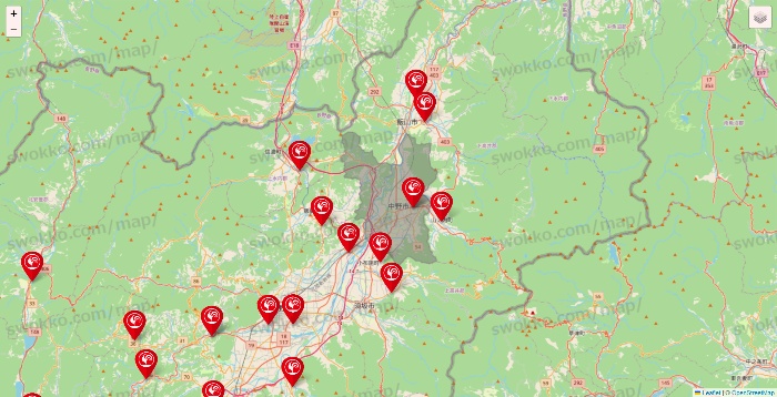 長野県のコメリの店舗地図