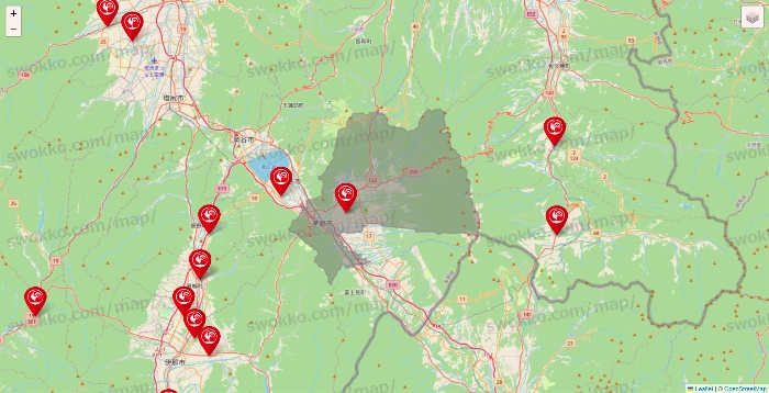長野県のコメリの店舗地図