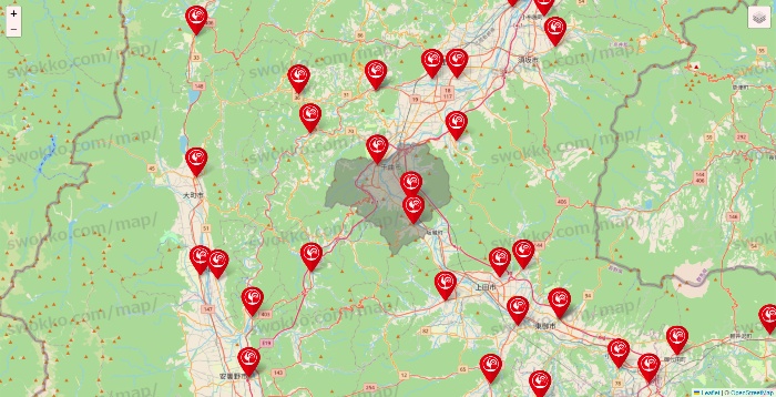 長野県のコメリの店舗地図