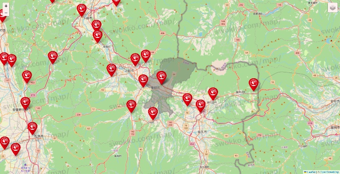 長野県のコメリの店舗地図