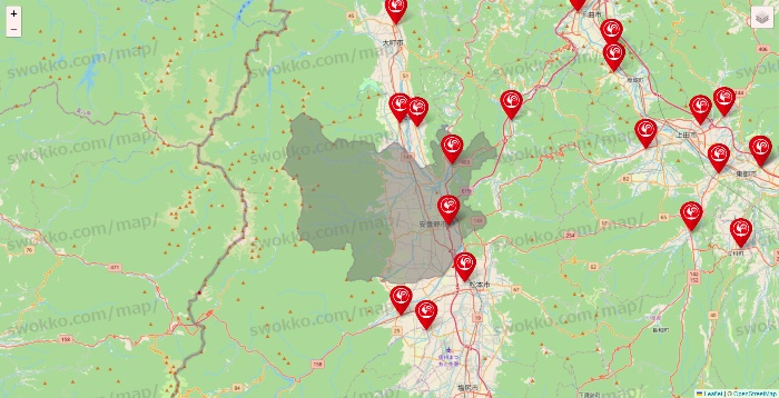 長野県のコメリの店舗地図