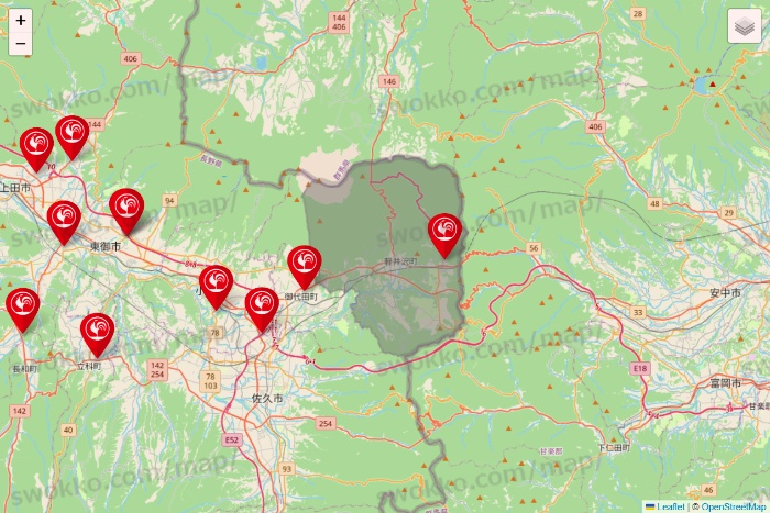 長野県のコメリの店舗地図