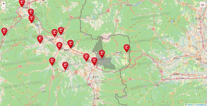 長野県のコメリの店舗地図