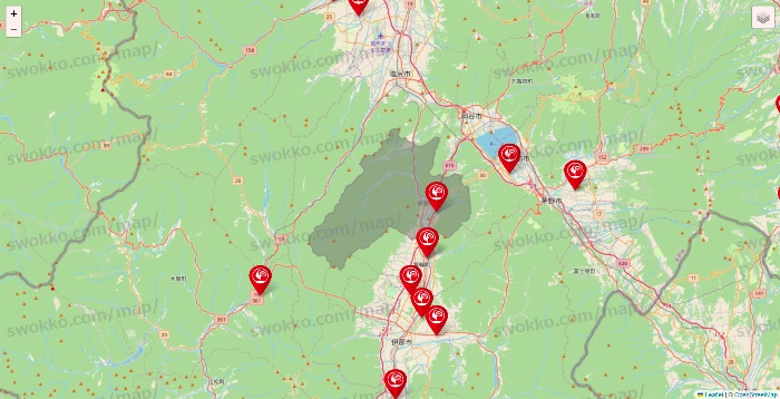 長野県のコメリの店舗地図
