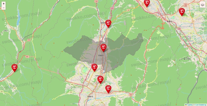 長野県のコメリの店舗地図