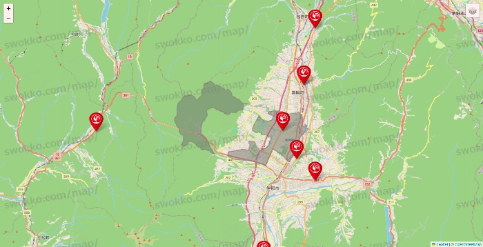長野県のコメリの店舗地図