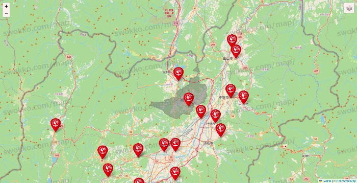 長野県のコメリの店舗地図