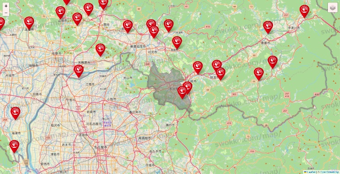 岐阜県のコメリの店舗地図