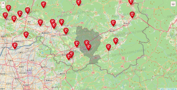 岐阜県のコメリの店舗地図