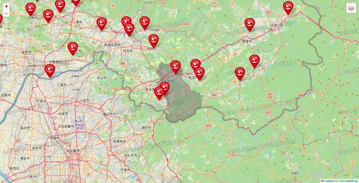 岐阜県のコメリの店舗地図