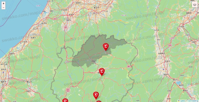 岐阜県のコメリの店舗地図