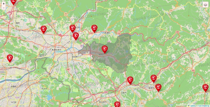 岐阜県のコメリの店舗地図