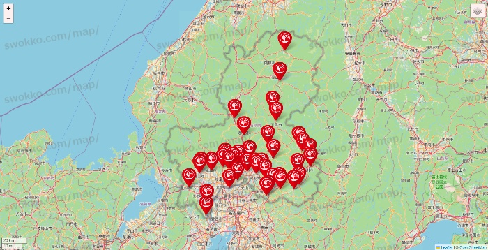 岐阜県のコメリの店舗地図