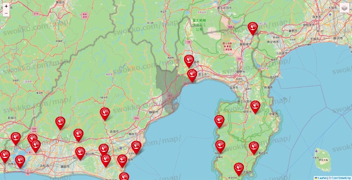 静岡県のコメリの店舗地図