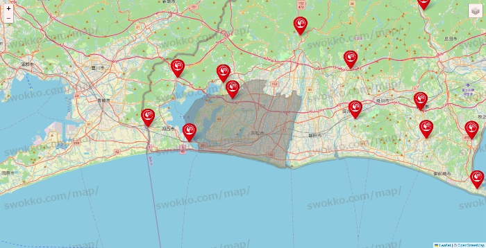 静岡県のコメリの店舗地図