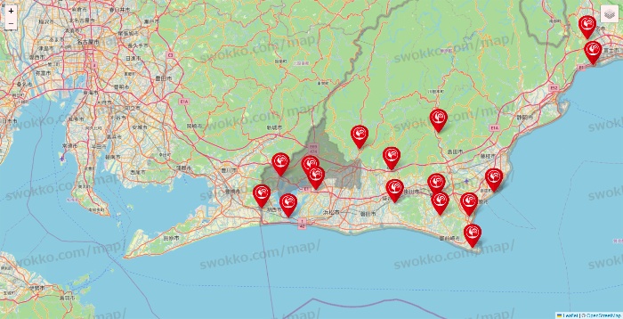 静岡県のコメリの店舗地図