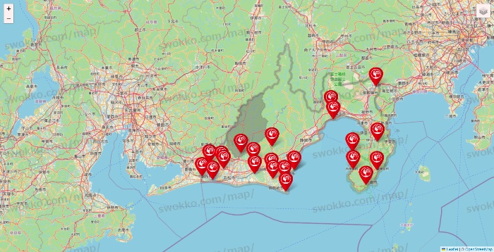 静岡県のコメリの店舗地図
