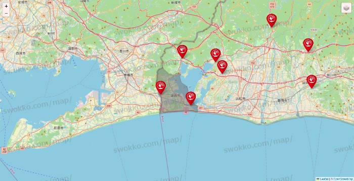 静岡県のコメリの店舗地図