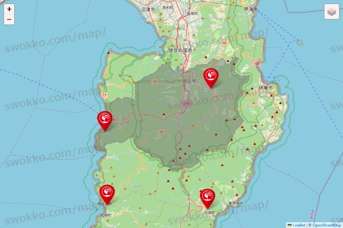 静岡県のコメリの店舗地図