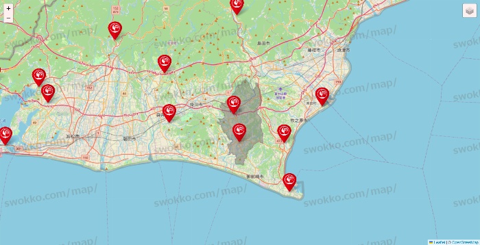 静岡県のコメリの店舗地図