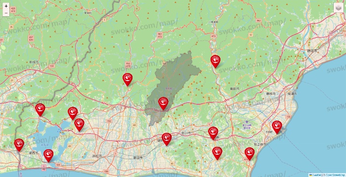 静岡県のコメリの店舗地図