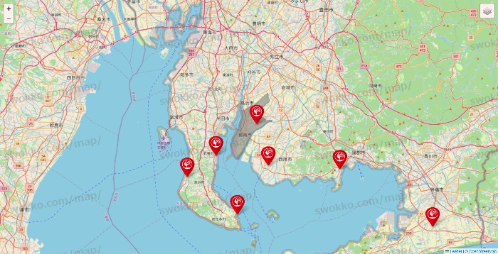 愛知県のコメリの店舗地図