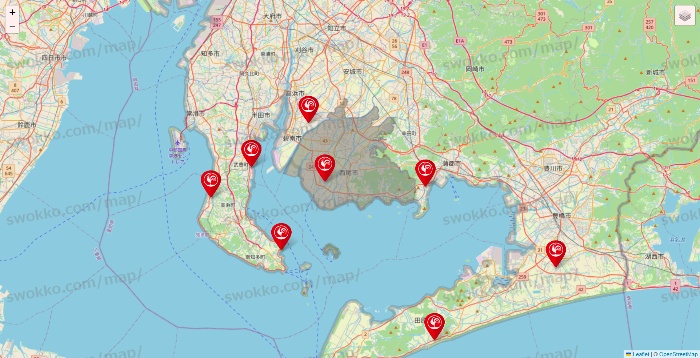 愛知県のコメリの店舗地図