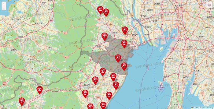 三重県のコメリの店舗地図