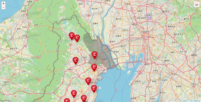 三重県のコメリの店舗地図
