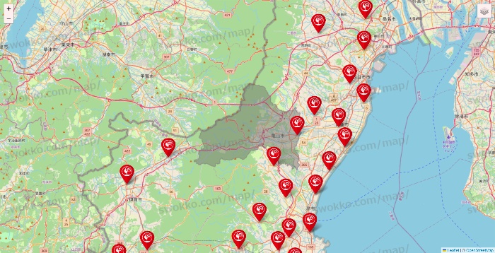 三重県のコメリの店舗地図