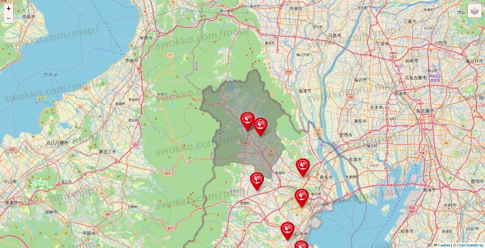 三重県のコメリの店舗地図