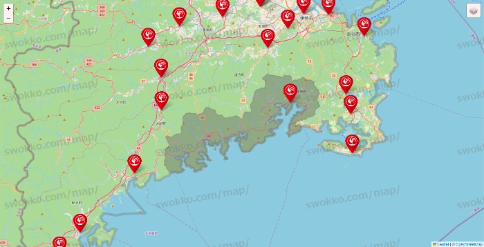 三重県のコメリの店舗地図