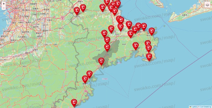 三重県のコメリの店舗地図