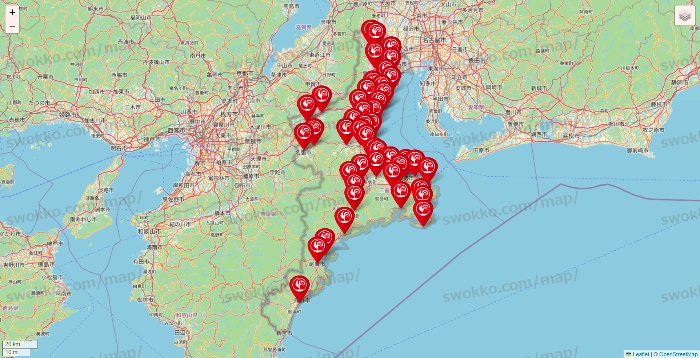三重県のコメリの店舗地図