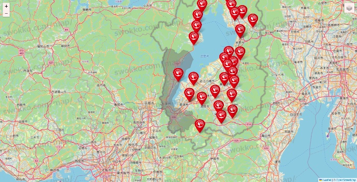 滋賀県のコメリの店舗地図