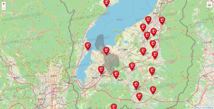 滋賀県のコメリの店舗地図