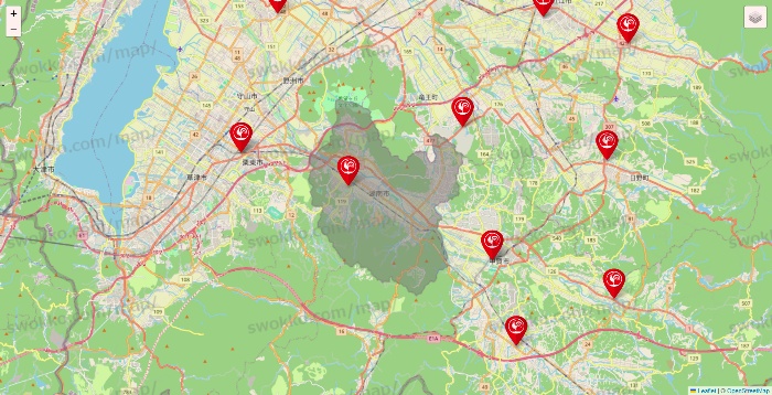 滋賀県のコメリの店舗地図