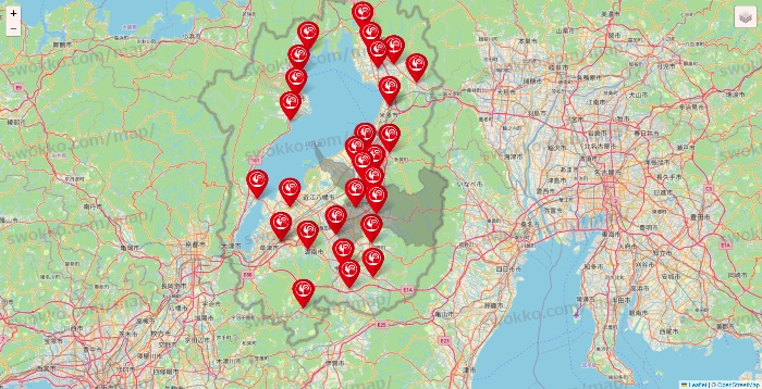 滋賀県のコメリの店舗地図