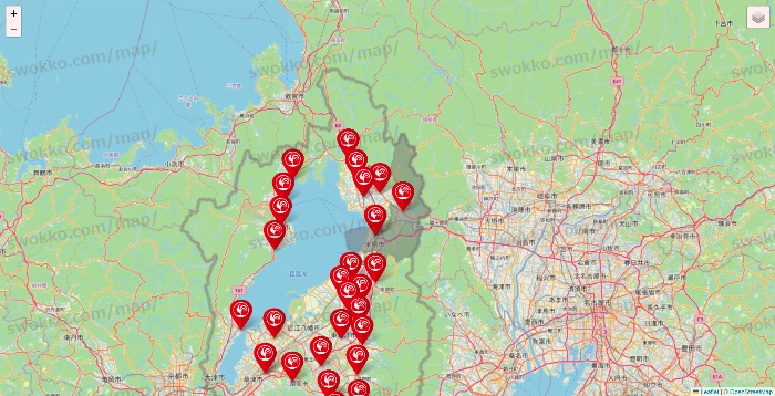 滋賀県のコメリの店舗地図