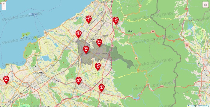 滋賀県のコメリの店舗地図