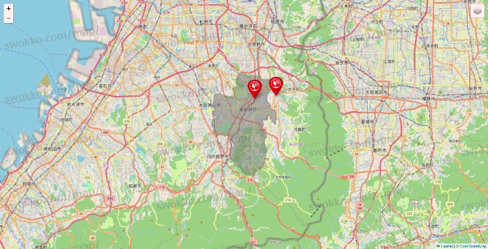 大阪府のコメリの店舗地図