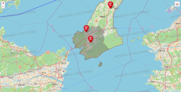 兵庫県のコメリの店舗地図