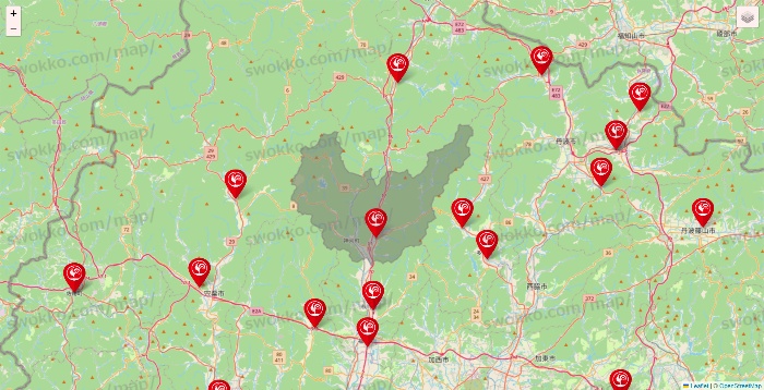 兵庫県のコメリの店舗地図