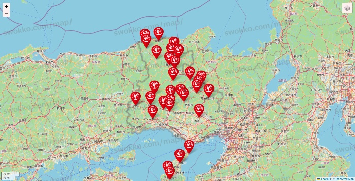 兵庫県のコメリの店舗地図