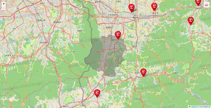 奈良県のコメリの店舗地図